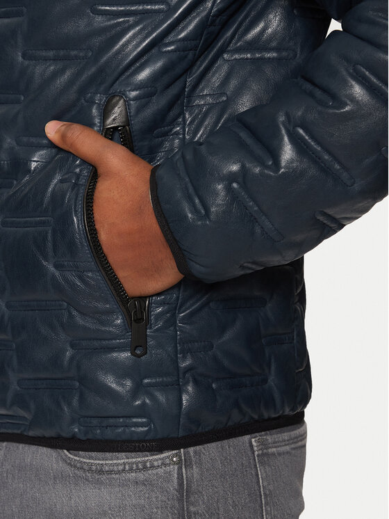 Milestone Milestone Шкіряна куртка Aversa 99101960080 Cиній Regular Fit