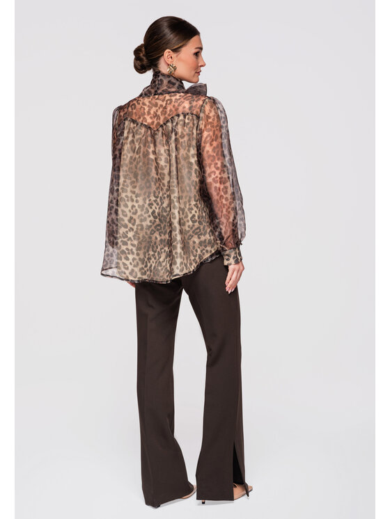 Ombre Ombre Koszula OW-SH-E0031 Beżowy Loose Fit