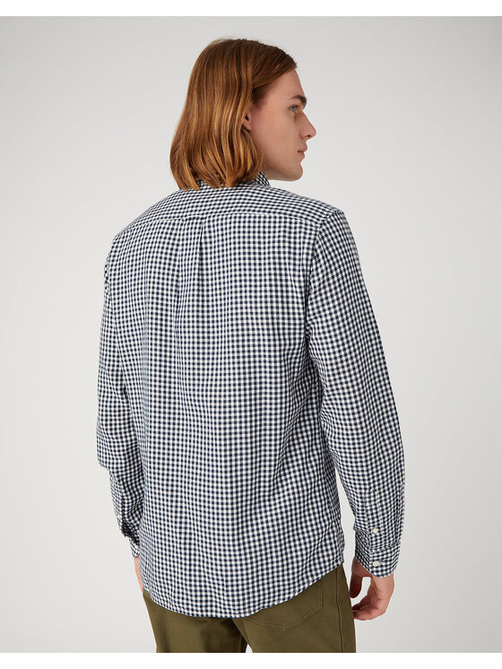 Wrangler Wrangler Koszula LS 1 PKT BUTTON DOWN Szary Regular Fit