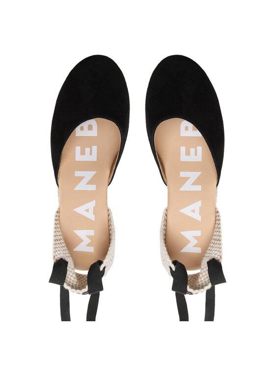Manebi Manebi Espadryle Soft Suede Low Wedge Espadrilles K 1.0 WL Czarny