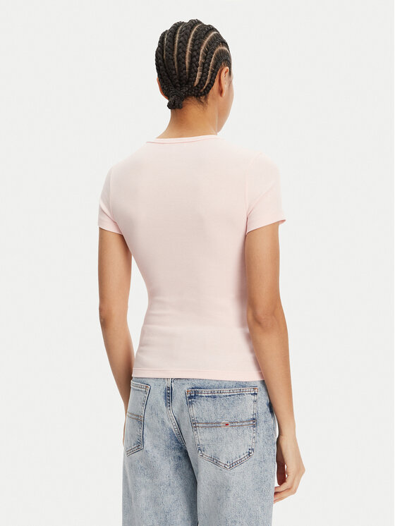 Tommy Jeans Tommy Jeans Marškinėliai Badge DW0DW17881 Rožinė Slim Fit