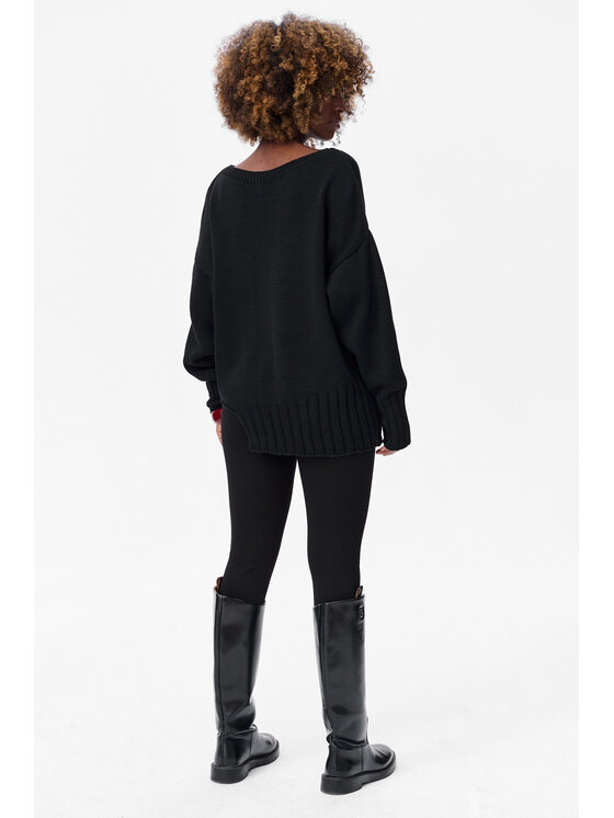 blue shadow blue shadow Sweter Bocq Czarny Regular Fit