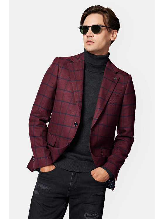 Lancerto Lancerto Marynarka Limerick MA131223000001 Bordowy Slim Fit
