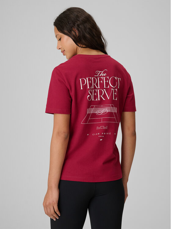 4F 4F T-Shirt COURT SOCIETY Bordowy Relaxed Fit