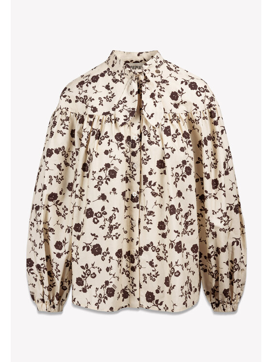 BIZUU BIZUU Koszula MALAY FLORAL REGULAR FIT COTTON SHIRT Biały Standard Fit