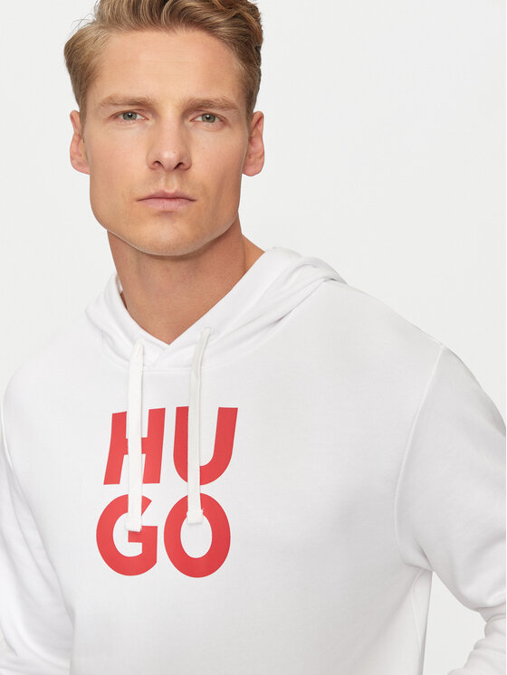 HUGO Hugo Majica dugih rukava Daltorreson 50523848 Bijela Regular Fit