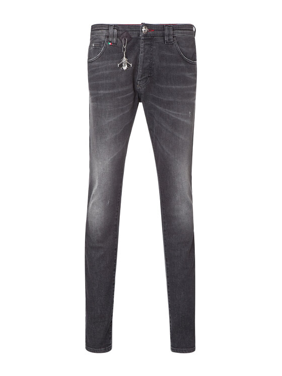 PHILIPP PLEIN PHILIPP PLEIN Bavlnené nohavice 30772 Sivá Straight Fit