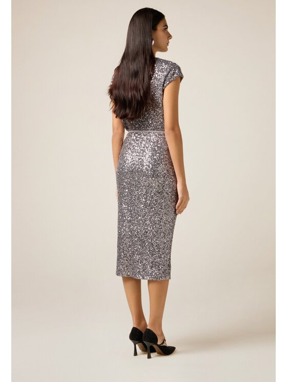 Oltre Oltre Gonna midi 1000J000294N013 Argento Slim Fit