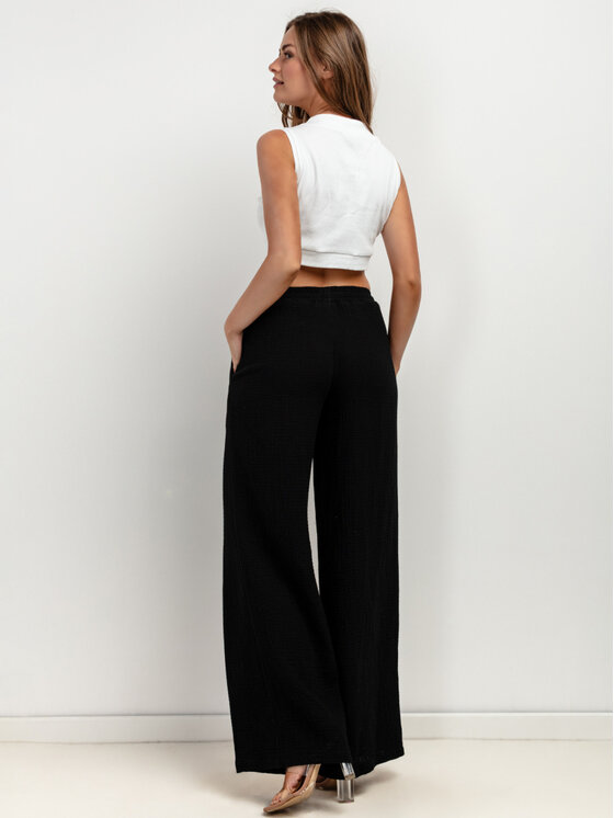 Tessita Tessita Spodnie materiałowe T428/5/XL Czarny Wide Leg