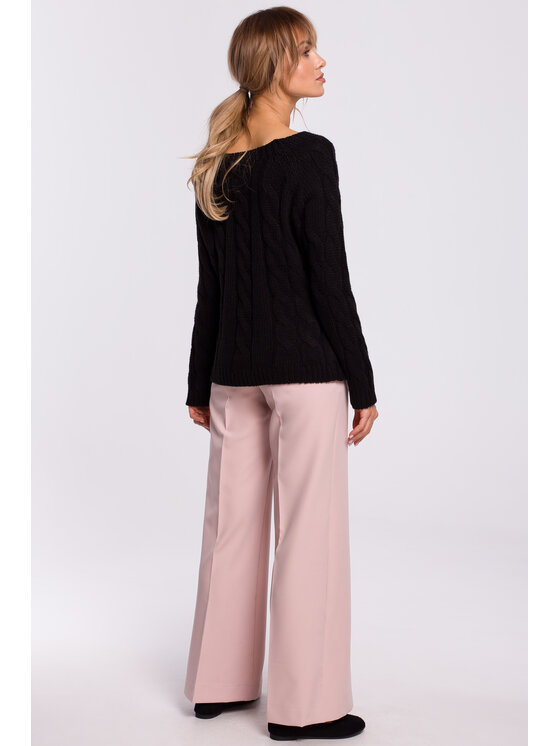 Made of Emotion Made of Emotion Sveter M511 Čierna Basic Fit