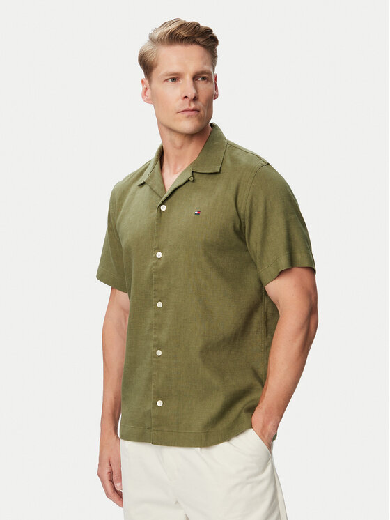 Tommy Hilfiger Tommy Hilfiger Риза MW0MW43090 Тъмнозелен Regular Fit
