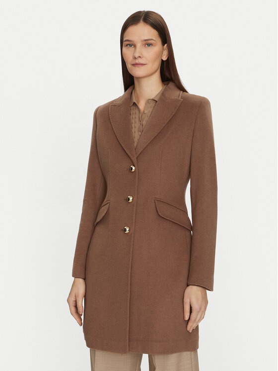 Motivi Cappotto di lana 0039Q200539N Marrone Slim Fit, taglia : 3