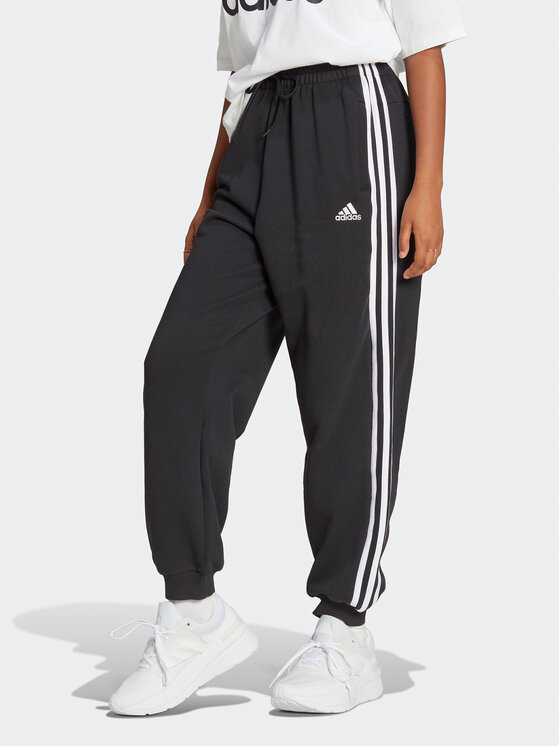 Adidas Spodnji Del Trenirke Essentials 3-Stripes French Terry Loose-Fit Joggers HA4375 Črna Loose Fit