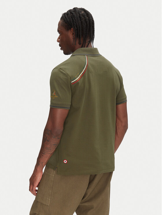 Aeronautica Militare Aeronautica Militare Тениска с яка и копчета 251PO1853P191 Каки Regular Fit