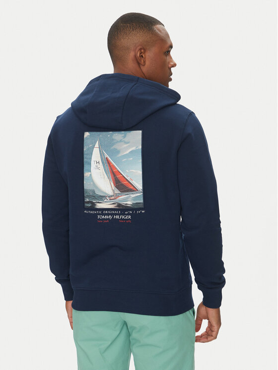 Tommy Hilfiger Tommy Hilfiger Pulóver Color Photo MW0MW39151 Sötétkék Regular Fit