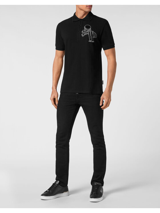 PHILIPP PLEIN PHILIPP PLEIN Polo 15473 Czarny Slim Fit