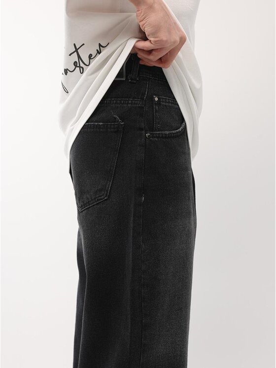 Machinist Machinist Szorty jeansowe Krótkie Spodenki Jortsy Jeansowe Super Baggy Męskie Czarne Classic Bermudy 33 Czarny Baggy Fit