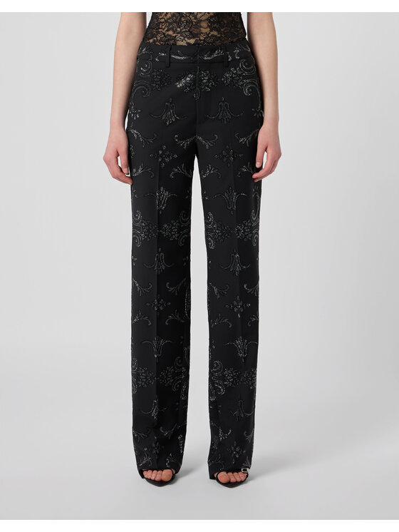 PHILIPP PLEIN PHILIPP PLEIN Spodnie materiałowe 31271 Czarny Flare Fit