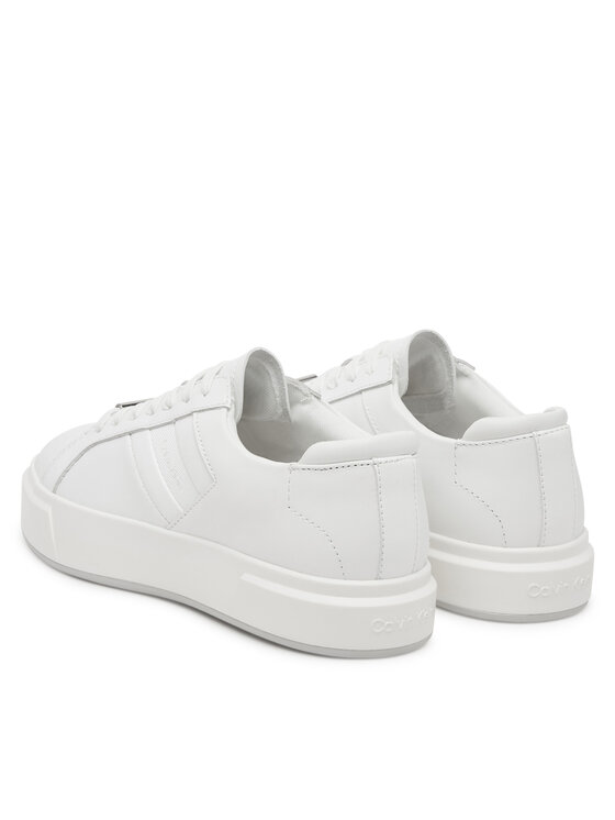 Calvin Klein Calvin Klein Snīkeri Basket Cups Lace Up Logo Tape YW0YW02007 Balts