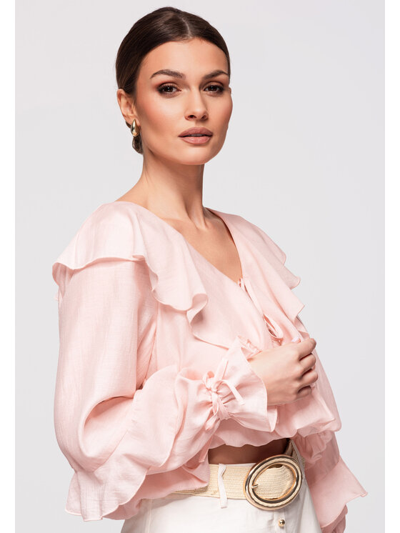 Ombre Ombre Bluzka OW-TS-E0032 Różowy Loose Fit