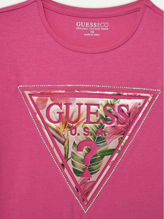 Guess Guess Тишърт J5GI15 K6YW4 Розов Regular Fit