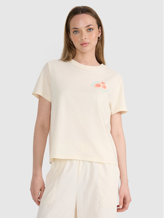 4F 4F T-Shirt FOB SUMMER Kremowy Oversize