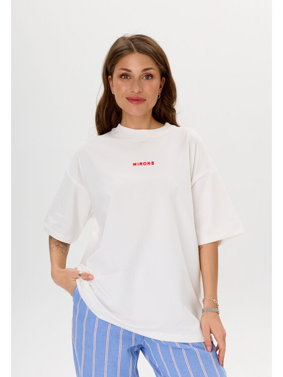 Mirons Mirons T-Shirt Print Biały Oversize