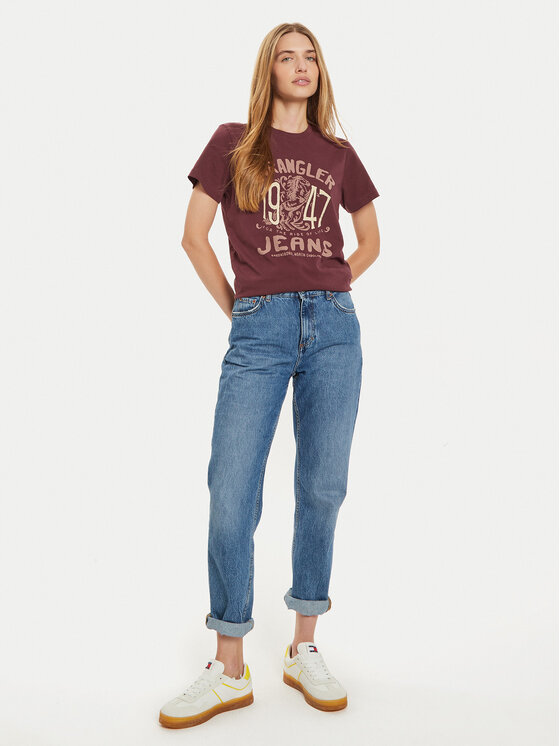 Wrangler Wrangler T-Shirt Graphic 112356427 Bordowy Regular Fit