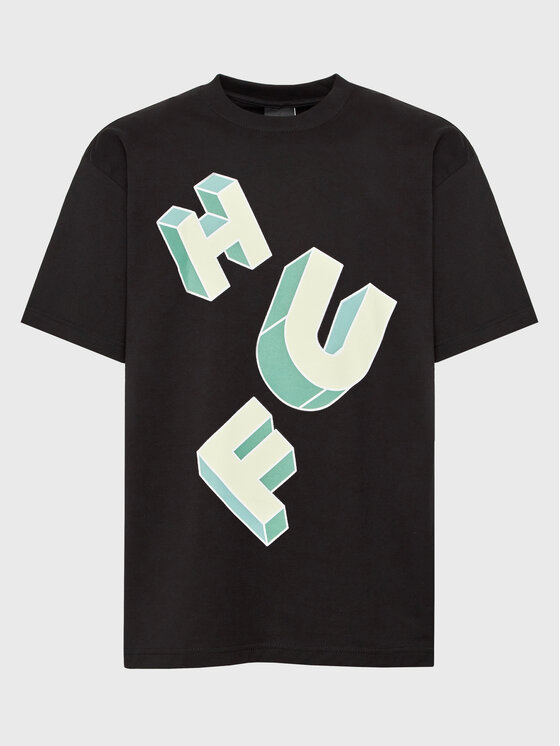 HUF T-krekls Abecedarian TS01949 Melns Regular Fit