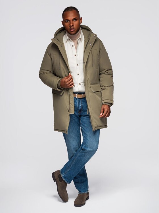 Ombre Ombre Parka OM-JAPJ-0313 Zielony Regular Fit