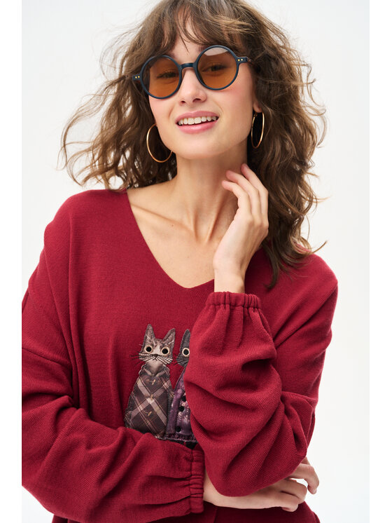 blue shadow blue shadow Sweter Kety Czerwony Regular Fit