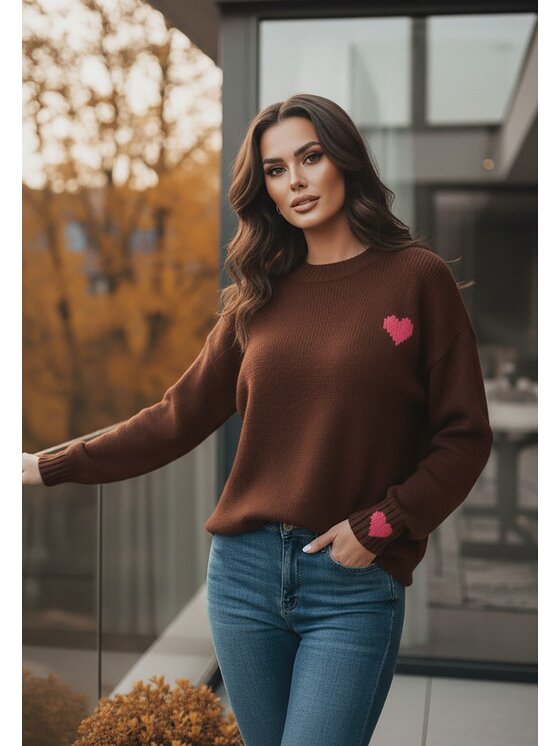 FIGL FIGL Svetr M1240 Hnědá Regular Fit