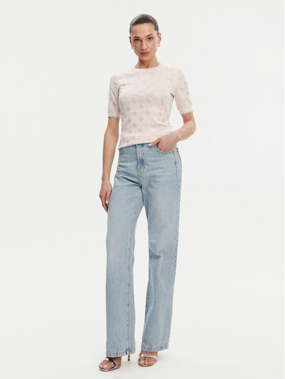 Guess Guess Пуловер W5GR20 Z3D60 Розов Regular Fit
