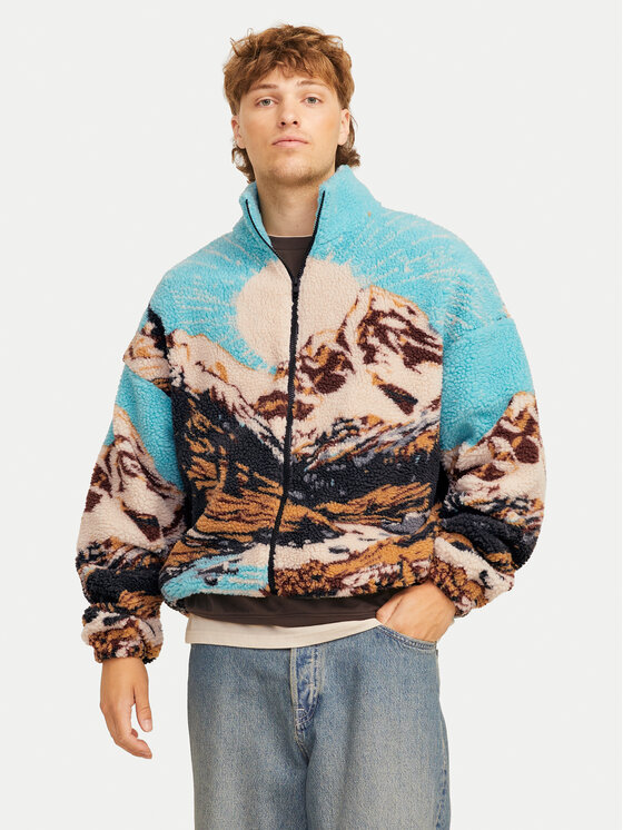 Jack&Jones Fleecová mikina Landscape 12274473 Modrá Relaxed Fit