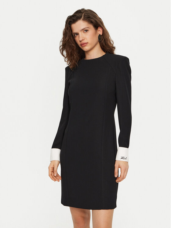 KARL LAGERFELD KARL LAGERFELD Vsakodnevna obleka A1W13032 Črna Slim Fit