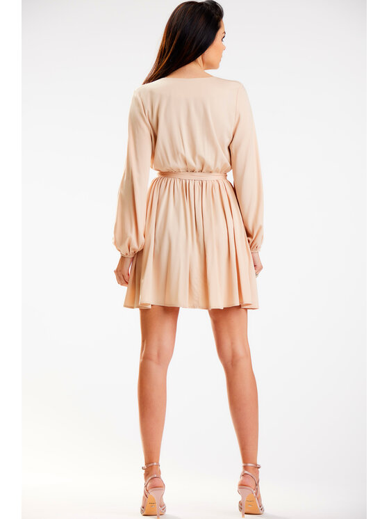 Awama Awama Sukienka letnia A577 Beżowy Basic Fit