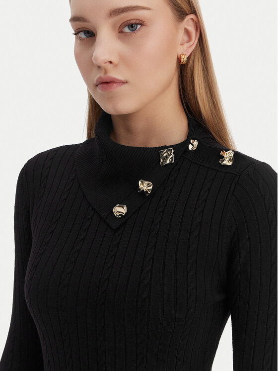 Guess Guess Úpletové šaty W6RK01 Z2YJ2 Černá Regular Fit