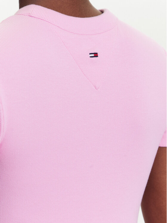 Tommy Jeans Tommy Jeans Kleid für den Alltag Script DW0DW21186 Rosa Slim Fit