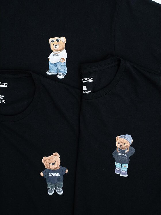 MyStars MyStars Komplet 3 t-shirtów Zestaw 3 T-Shirtów Męskich Czarnych MyStars Mini 90s Bear L Czarny Regular Fit