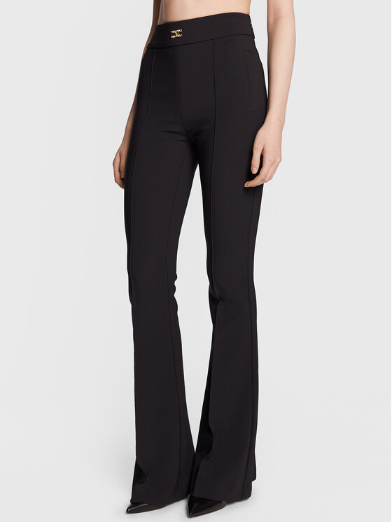 Elisabetta Franchi Hlače iz tkanine PA-054-31E2-V250 Črna Slim Fit