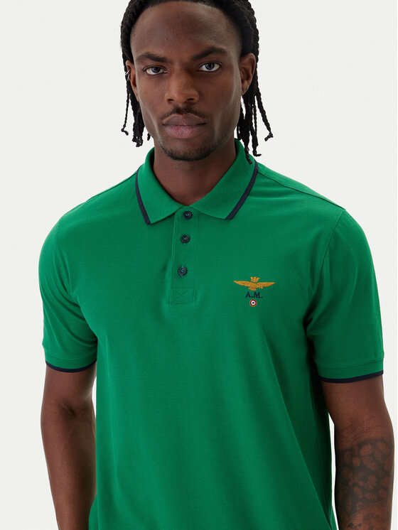 Aeronautica Militare Aeronautica Militare Тениска с яка и копчета 261PO1308UP00082 Зелен Regular Fit