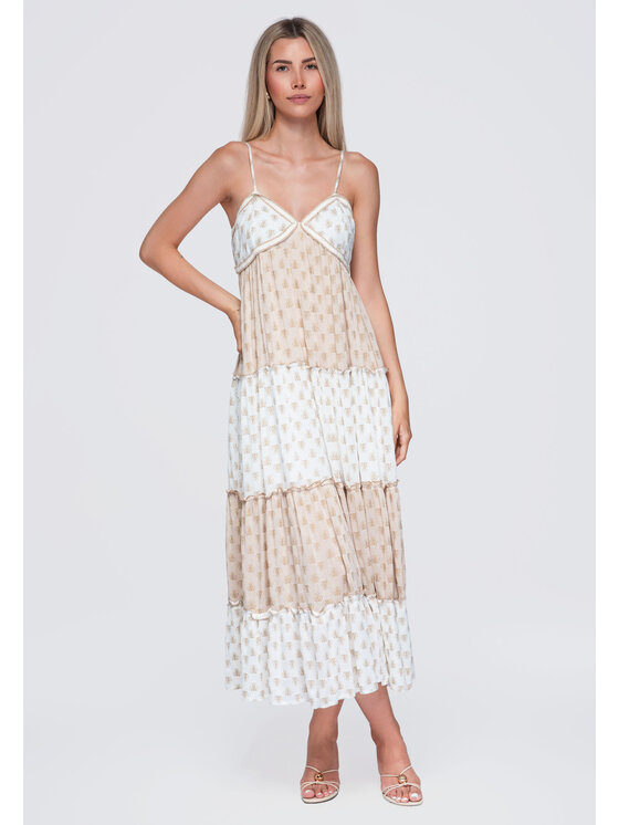 Ombre Ombre Sukienka codzienna OW-DLR-E0007 Beżowy Loose Fit