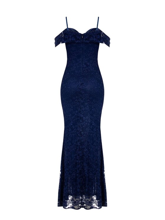 Rinascimento Rinascimento Abito da cocktail ABITO A SIRENA IN PIZZO Blu Slim Fit