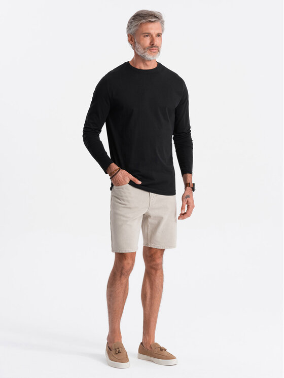 Ombre Ombre Longsleeve OM-LSBL-0106 Czarny Regular Fit