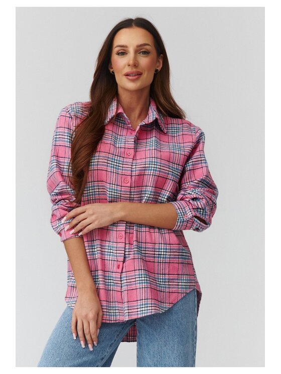 Makadamia Makadamia Koszula C35 Różowy Loose Fit