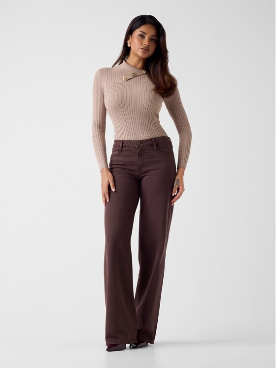 Guess Guess Kalhoty z materiálu 180132 Hnědá Slim Fit