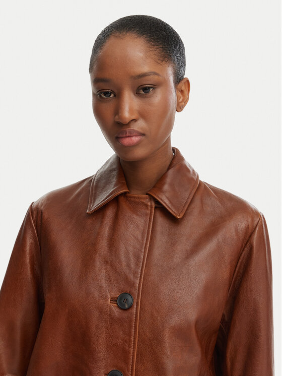 MAX&Co. MAX&Co. Kožený plášť Doppia 2616471021200 Hnědá Regular Fit