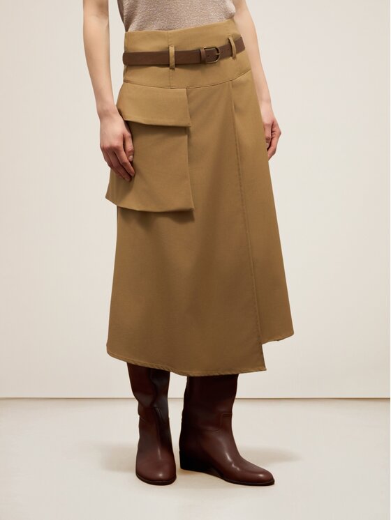 Oltre Oltre Gonna midi 1176R001538N025 Marrone A-Line Fit