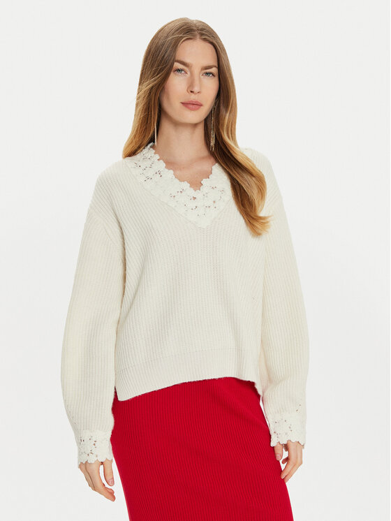 TWINSET Sveter 242TT3422 Biela Loose Fit