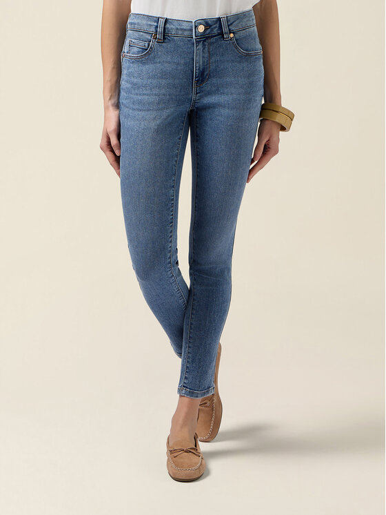 Oltre Oltre Jeansy P573R108900N024 Turkusowy Skin Fit